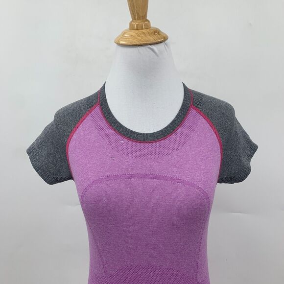Lululemon Run Swiftly Tech Shirt Womens 4 Plum Gray Seamless Short Sleeve *READ - Picture 3 of 14